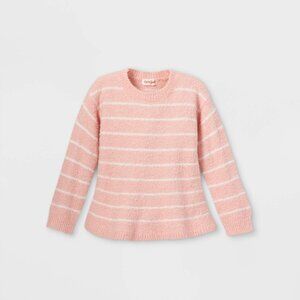 Cat & Jack Toddler Girls' Striped Peplum Pullover Sweater  Pink/White NWT